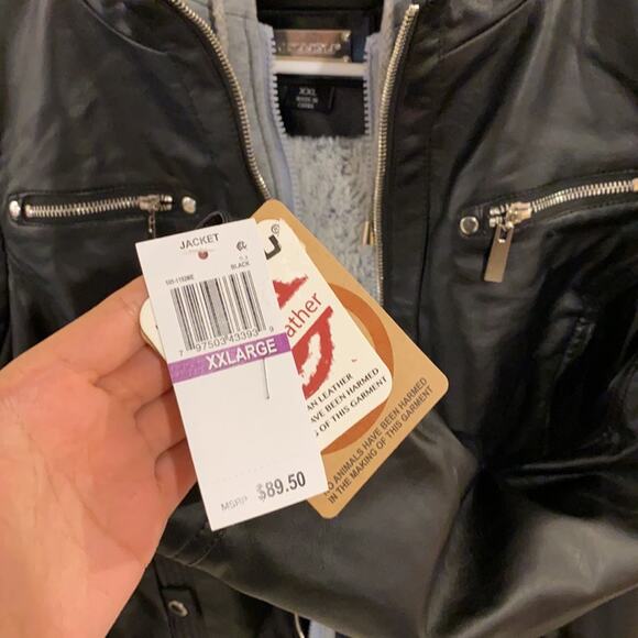 Jou Jou Juniors Hooded Faux-Leather XXL Black NWT - Picture 4 of 16